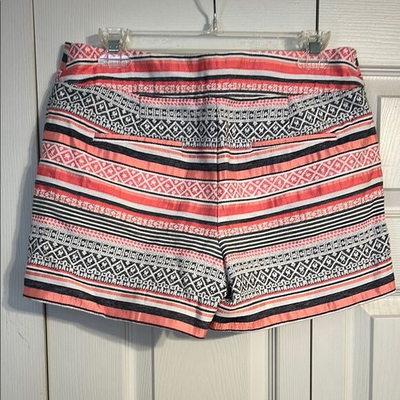 Ann Taylor Loft 4 Coral Gray Geometric Bermudas The Riviera Boardwalk Stripe - Picture 4 of 6
